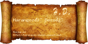Harangozó Dezső névjegykártya